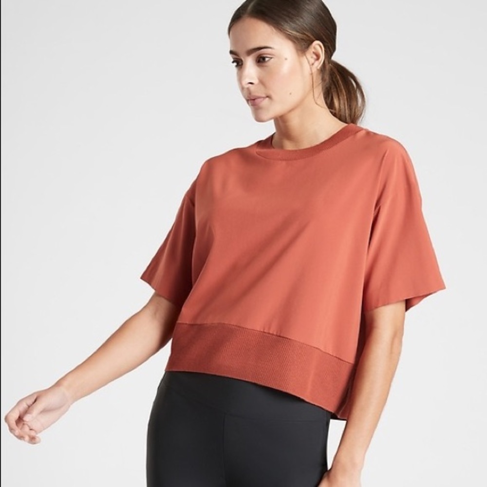 Athleta Rust Orange Cropped Boxy Tee